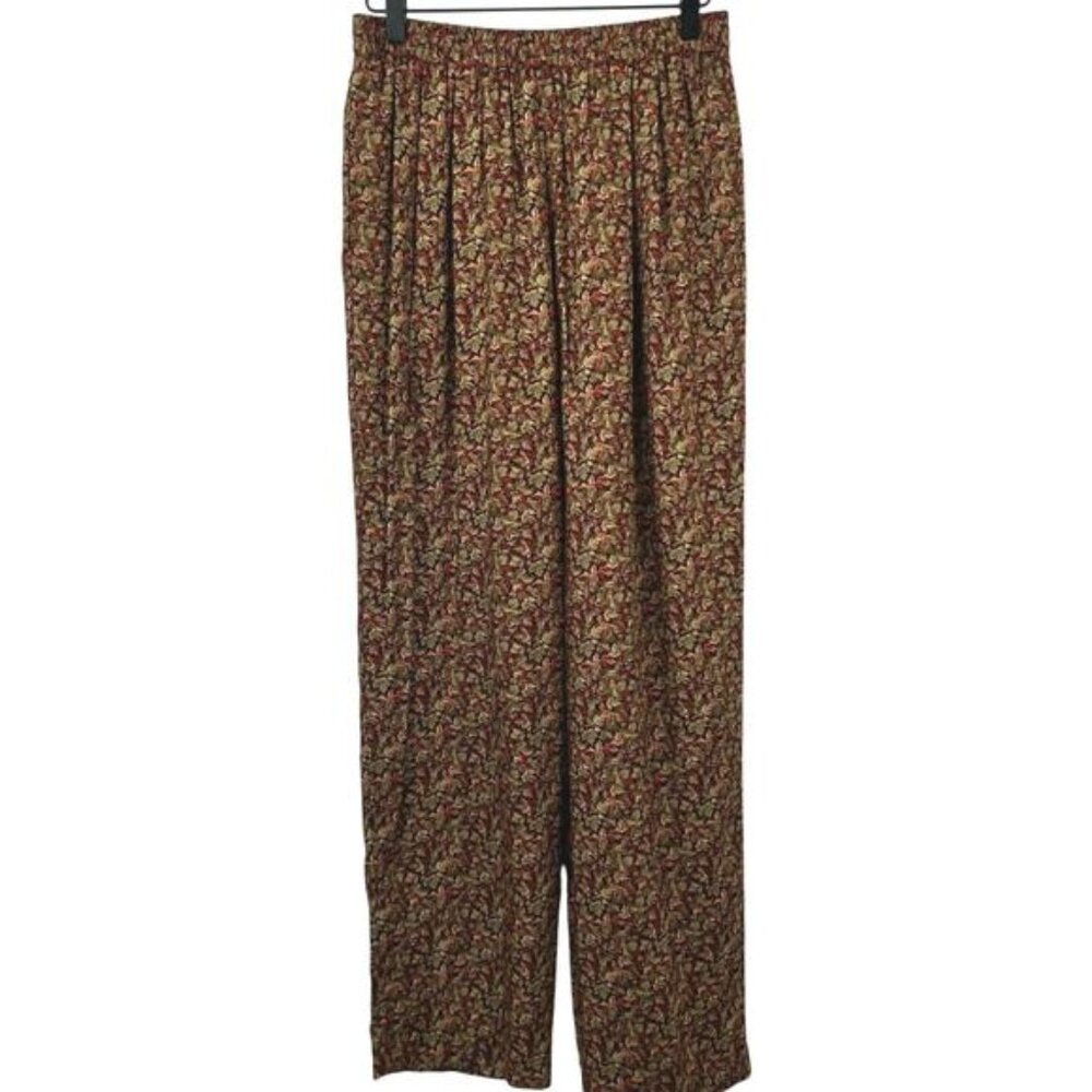 Vintage Liz Claiborne Pleated High Rise Trousers Retro Floral Size M